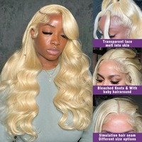 Perruque Lace Frontale HD sans colle 13x6 de 40 pouces, cheveux humains vierges bruts 613, couleur blonde, origine Inde et Cambodge, pour femmes