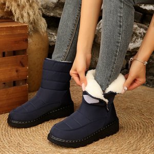 Bottes d'hiver doublées de velours, chaudes, à semelle épaisse, pour femmes, grandes tailles, en tissu de coton - Product Image 1