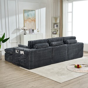 Sofá Seccional Modular Moderno sin Patas con Forma Cuadrada, Tapizado en Tela, Relleno de Espuma y Compresión sin Patas - Product Image 5