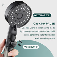 Pommeau de Douche Économiseur d'Eau Haute Pression avec Filtre en Coton PP, Finition Chromée, Arrêt à Touche Unique, Massage SPA, 5 Modes de Jet pour Salle de Bain
