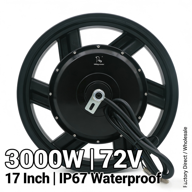 3000W 72V 17 Inch BLDC Hub Motor IP67 Waterproof High Torque for Electric Motorcycle Factory Direct