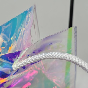 Tote Shopping Bags Transparent Custom Logo Wholesale Fashion Waterproof Holographic Laser PVC Clothing Packaging Screen <b>Printing</b> - Product Image 5