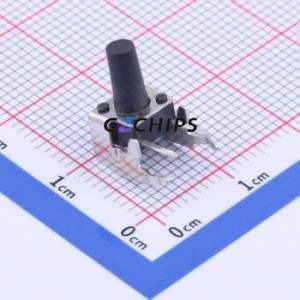 TC-1102N-C-KS-B Tactile Switch Bent Lead Through Hole-4P,6x6mm Single Pole Single Throw Round Button 2.6N Right Angle Insert - Product Image 1