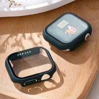 Cangkang Pelindung Keras + Kaca Tempered untuk Apple Watch Seri 12 10 9 8 7 6 Penutup Pelindung Ultra untuk IWatch S10 46mm 49mm