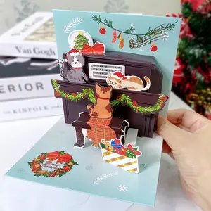 Factory Wholesale Custom Printing Handmade Holiday Merry Christmas 3d Pop Up Greeting Cards With Envelopes