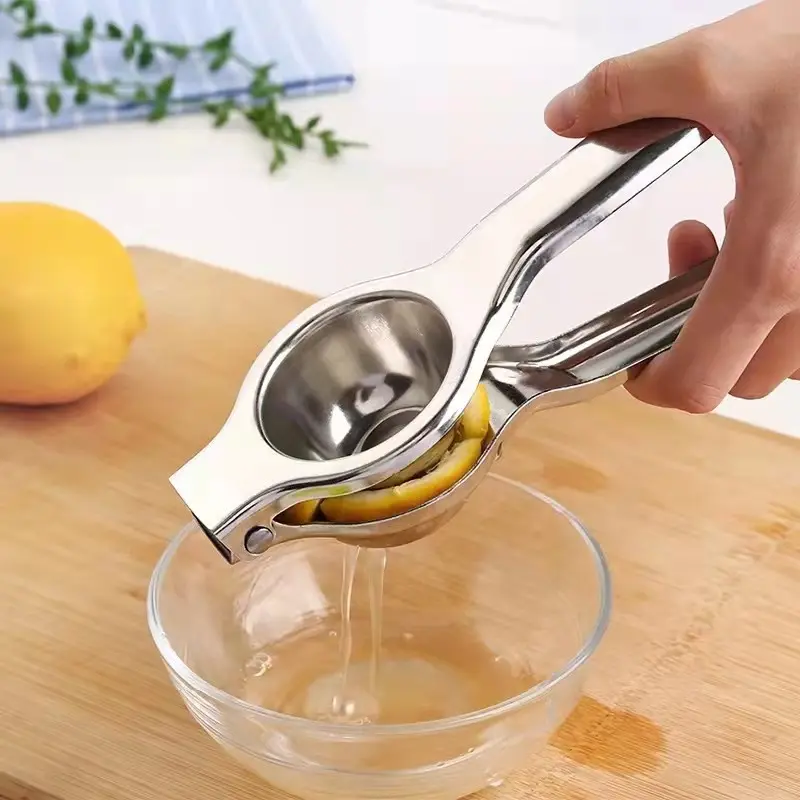 Custom Logo Metal Lemon Squeezer Kitchen Tool Stainless Steel Hand Press Juicer Fruit Lime Cirtus Manual Lemon Clip
