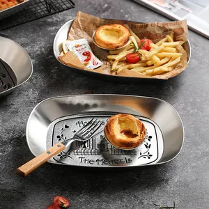 Metalen Dienblad Bootvorm Bord Cake Fruit Dessertblad Western Steak Schotel Snackplaat Sieraden Opbergblad Eettafel Keuken Bord