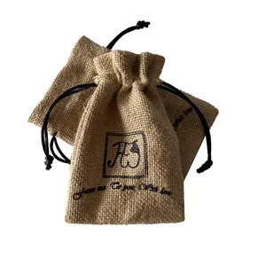 Customized personalized natural jute drawstring bag, suitable for both gift packaging and coffee bean storage as a bundle pocket