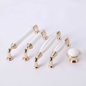 Wholesale Bedroom Gold <strong>Ceramic</strong> Dresser Kitchen Cabinet <strong>Knob</strong> Pulls Handle <strong>Ceramic</strong> White <strong>Cupboard</strong> Drawer Wine Wardrobe Handles - Product Image 1