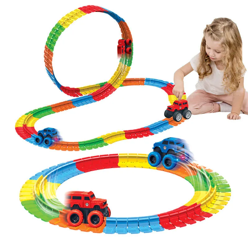 ชุดของเล่นสำหรับเด็กชุดรางของเล่นต่อต้านแรงโน้มถ่วงชุดของเล่นรางรถไฟแบบโต้ตอบได้สำหรับเด็ก