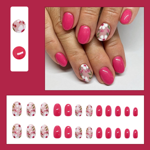 24 <span class=keywords><strong>Uñas</strong></span> Postizas <span class=keywords><strong>de</strong></span> Diseño Ovalado Corto con Patrón Floral <span class=keywords><strong>de</strong></span> Color Sólido, Resistentes al Agua, <span class=keywords><strong>de</strong></span> ABS, Venta al Por Mayor - Product Image 5