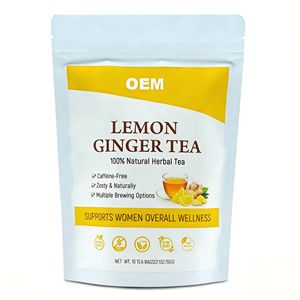 Thé au citron et au gingembre OEM avec curcuma, 100% naturel, à base de plantes, favorise le bien-être des femmes, sans caféine, 10 sachets - Product Image 1