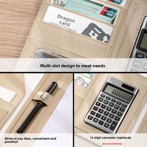 Custom Print Logo <b>A4</b> Pu Leather Multi-function Notebook Portfolio Business Office Stationery Zipper <b>File</b> Folder - Product Image 3