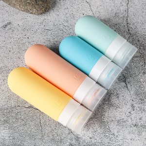 Ensemble de bouteilles de voyage en silicone anti-fuite Yuanze, contenants de toilette rechargeables orange/jaune/bleu pour shampoing, après-shampoing, lotion - Product Image 2