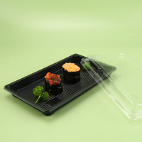 Barquette à sushi jetable recyclable avec couvercle transparent, conteneur alimentaire OEM pour sashimi, boîte à emporter pour le déjeuner