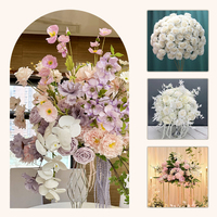 Arrangements floraux faits main multi-styles personnalisés, boules de fleurs artificielles en soie, centres de table de mariage