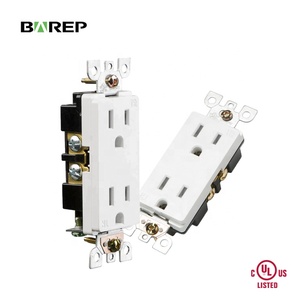 เต้ารับไฟฟ้าแบบสองช่อง BAREP 15A 125V รุ่น NEMA 5-15R ป้องกันการงัดแงะ ได้รับการรับรองมาตรฐาน CULus หน้าสัมผัสทองเหลือง ตัวเรือนพลาสติกสีขาว - Product Image 4