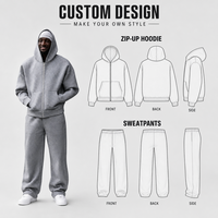 Ensemble de survêtement personnalisé pour homme en coton biologique, écologique et durable, comprenant un sweat à capuche zippé surdimensionné et un pantalon de jogging, idéal pour le streetwear quotidien