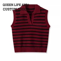 Chandails à motif de personnages boutonnés de style Preppy en polyester/coton de haute qualité pour femmes bordeaux personnalisés