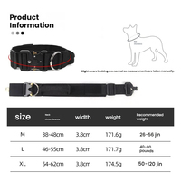 Collier tactique pour chien avec poignée réglable, robuste, anti-traction, anti-évasion, en nylon solide, rembourré en néoprène, laisse de contrôle
