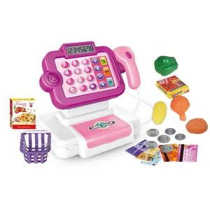 New play simulation pretend supermarket shopping play set toy lcd display the cash register toys set with light and sound