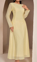 Robe musulmane YKD128 jaune rose, légère, douce et confortable, design traditionnel innovant, look décontracté, robe musulmane pour femmes, islamique