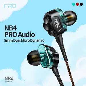Гибридные наушники FRO NB4, двойные микродинамические драйверы, Hi-Fi наушники, игровые наушники с микрофоном для Pubg Mobile Legend