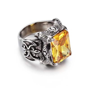 Bague en Acier Inoxydable Plaqué Or 18K Style Punk Chrétien avec Pierres Précieuses Rouges, Blanches, Violettes, Vertes et Noires pour Hommes - Product Image 6