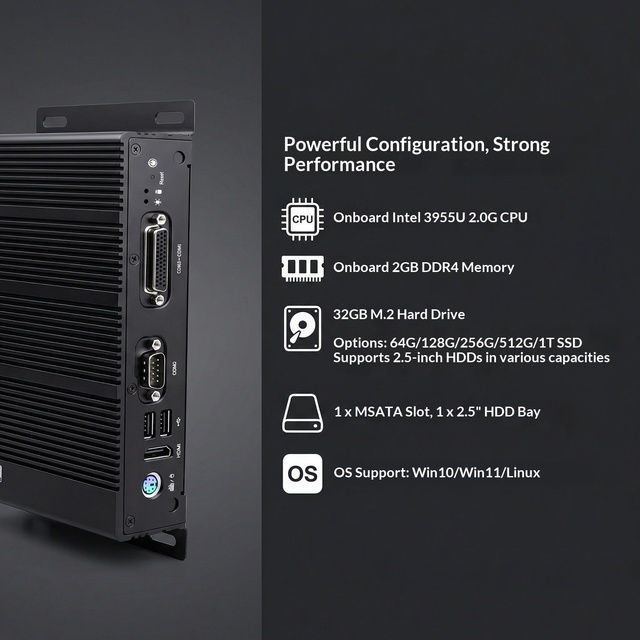 Embedded Fanless Industrial Computer 3955U Dual Network 6COM Ports 8GB RAM Mini Industrial MINI PC