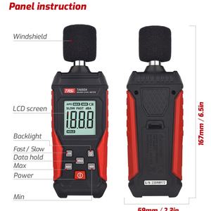 Medidor de Ruido TASI TA650A Clase Básica 30~130dB con Temperatura Ambiente, Medidor de Nivel de Sonido Digital, Material ABS - Product Image 3