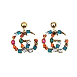 Wholesale Creative Letter GC Earrings Exaggerated Fashion Jewelry Accessories Gold Plated Big Hoop Earrings