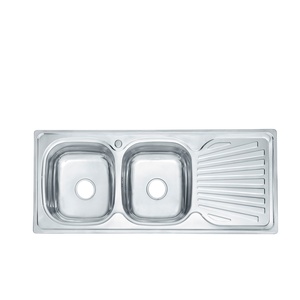 LS-12050 Meilleur Vente <span class=keywords><strong>Layon</strong></span> ou Insérer Bord Pressée Éviers De Cuisine double Bol avec Égouttoir Évier <span class=keywords><strong>prix</strong></span> Pas Cher Sans clips - Product Image 1