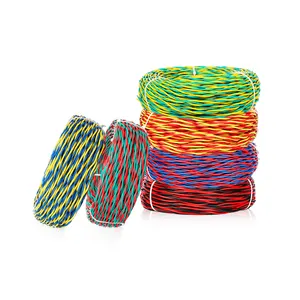 Colorful ZR-RVS 2 Core Twisted Pair Cable 2*0.5 0.75 1 1.5 2.5mm2 PVC Insulated Solid Conductor Flexible Copper Wire