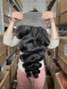 13*4体波无胶瑞士花边额头假发印度人发花边假发处女角质层对齐体波花边前假发 - Product Image 5