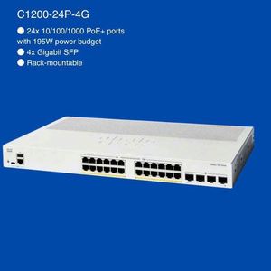 Cisco C1200-24P-4G Catalyst 1200 24 ports 10/100/1000Base-T 4x10 Gigabit SFP+ Montable en rack PoE+ 195 W Commutateur intelligent L3 C1200-24P-4G - Product Image 1