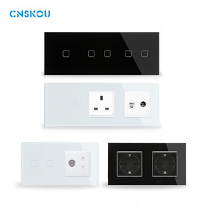 86 Type European Standard <b>Switch</b> Socket With <b>Usb</b> Port Tempered Glass Panel Smart Remote Control Multi Unit Combination - Product Image 4