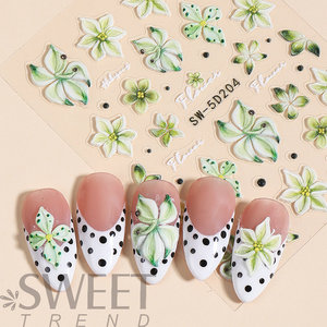 TSZS - Adhesivos Decorativos para <span class=keywords><strong>Uñas</strong></span> con Flores Hawaianas en Relieve 5D, Diseño Floral Verde, Lirios, Autoadhesivos, Venta al por Mayor - Product Image 3