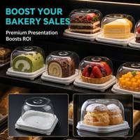 Boîtes à gâteaux miniatures écologiques jetables personnalisables en gros, forme dôme ronde ou base carrée, pour emballage de pizzas et desserts