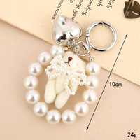 Nouvelle Arrivée Créative : Pendentif Ours en Peluche Mignon Fait Main Orné de Perles, Breloque de Sac Haut de Gamme en Forme de Cœur Yiwu, Porte-clés
