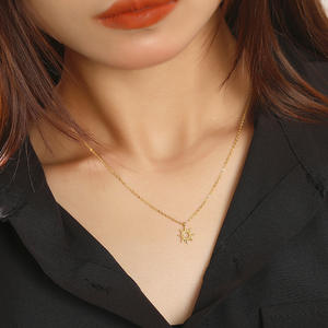 Collar de plata esterlina estilo europeo y americano S925, collar de sol ondulado, collar de cadena de llama geométrica de plata <span class=keywords><strong>925</strong></span> para mujer - Product Image 3