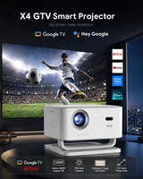 Mini système certifié Google TV 1080P 1+64G WiFi 6 avec haut-parleur Bluetooth et correction automatique de la distorsion trapézoïdale 90° ° Projecteur portable rotatif pour la maison, la chambre et l'extérieur