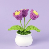 Fleur en pot tricotée et crochetée à la main, Muguet en pot tricoté, Fleur au crochet, Muguet au crochet en pot