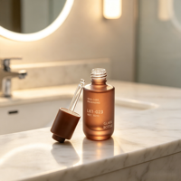 Flacon de sérum en verre givré mat, verre épais de luxe avec compte-gouttes pour les soins de la peau haut de gamme