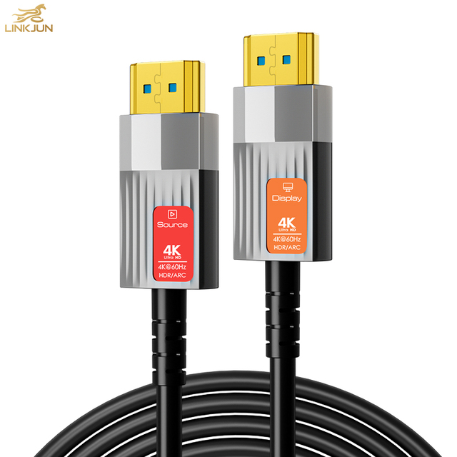 Hot Sale A282-2 Gray 4K for HDMI 2.0 Fiber Optic Cable Set PVC Shell Golden Plated Interface for Monitor Amplify Set-Top Box