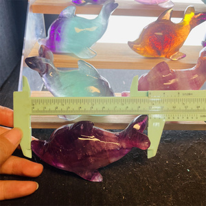 Tay khắc chữa bệnh thạch anh động vật tinh thể tự nhiên hàng thủ công kẹo fluorite cá heo để trang trí - Product Image 5