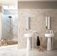 Pierre naturelle de tuile de mosaïque de conception blanche du travertin 3D pour la décoration d'intérieur de mur