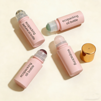 Flacon en verre vide de 50 ml, transparent ou ambré, pour huiles essentielles, avec bille roll-on en quartz rose
