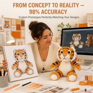 Peluche Tigre Mignon avec Rayures Orange pour Enfants, Cadeau Animalier - Product Image 2