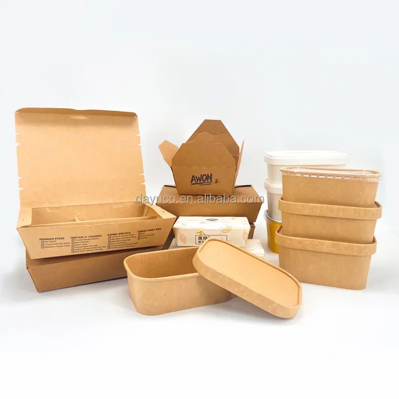 Biểu Tượng Tùy Chỉnh Kraft Giấy Hộp Ăn Trưa Dùng Một Lần Takeaway Thức Ăn Nhanh Bao Bì Cho Bánh Mì Và Cookie Với Tùy Chỉnh In Ấn