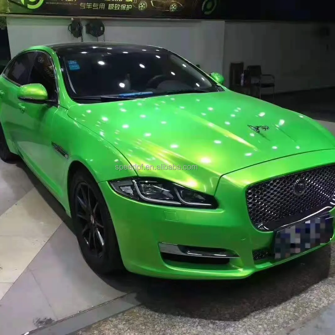 Hoge Polymere Pvc Goud Zandige Diamant Appelgroene Chroom Metallic Auto Wrap Folie